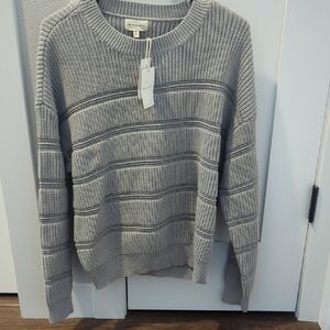 NWT Thread & Supply Textured Knit Sweater – Gray Stripe – Size Medium